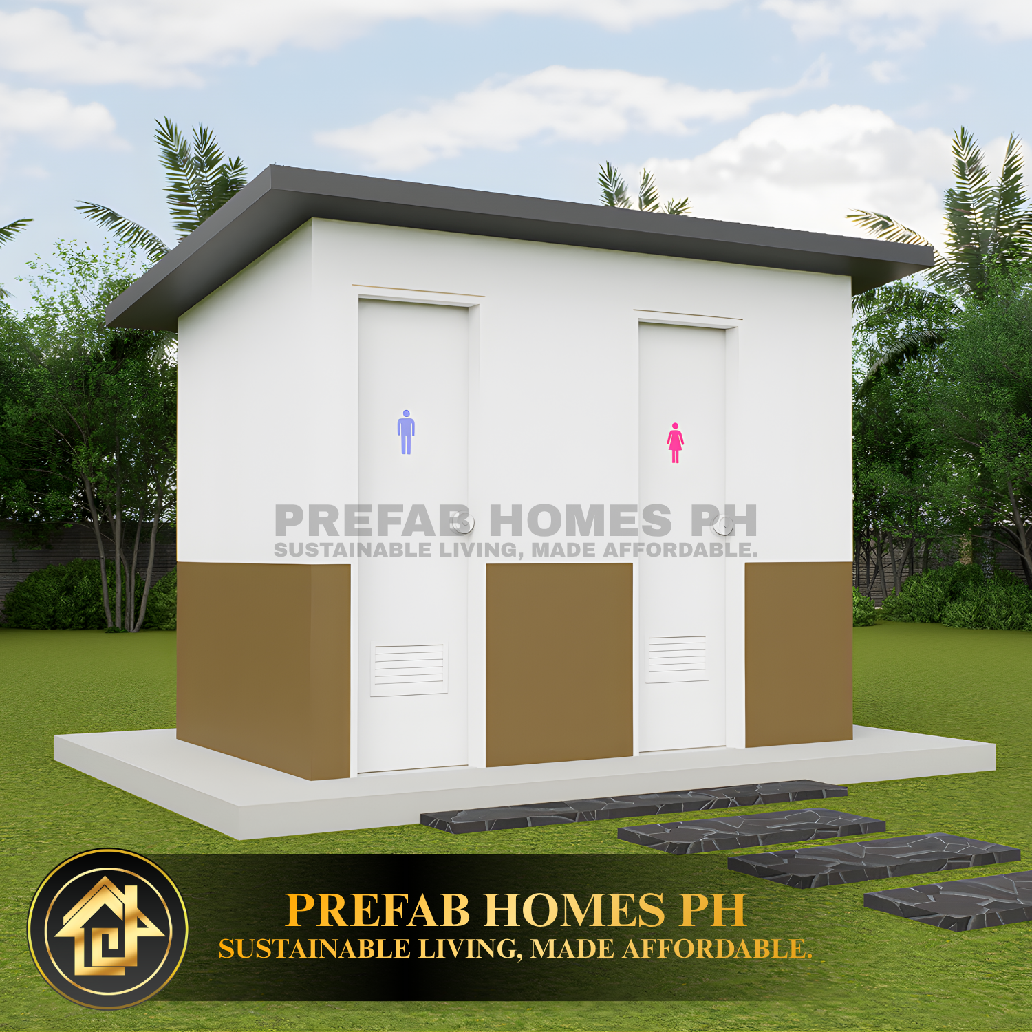 Prefab Two-Stall Toilet (Drywall) - Image 2
