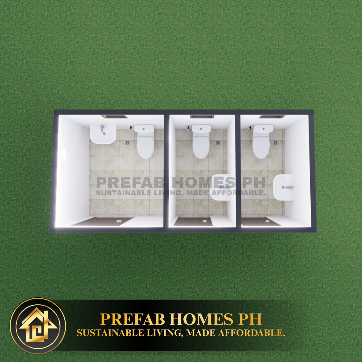 Prefab Three-Stall Toilet (Drywall) - Image 3